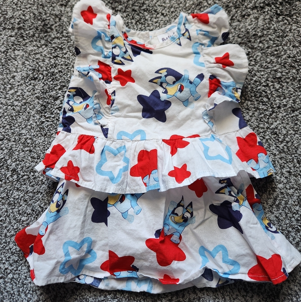 Bluey - 18 Month - Two Piece Red, White, And Blue Outfit
